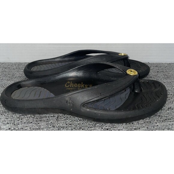 Cheeks Health by Tony Little Sandals Womens Size 6 Black Flip Flops Arch Support - Picture 1 of 15